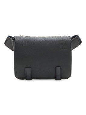Loewe Anagram Military Bum Bag Crossbody Leather Black Silver